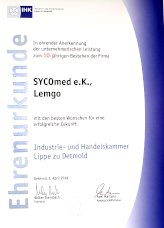 Ehrenurkunde für 10jähriges Jubiläum | Certificate of Honour for 10th Anniversary